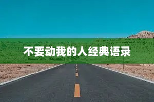 不要动我的人经典语录