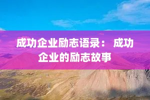 成功企业励志语录： 成功企业的励志故事