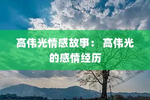 高伟光情感故事： 高伟光的感情经历