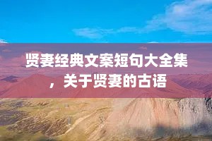 贤妻经典文案短句大全集 ，关于贤妻的古语