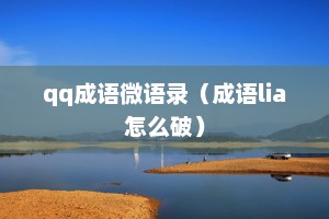 qq成语微语录（成语lia怎么破）