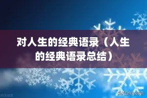 对人生的经典语录（人生的经典语录总结）