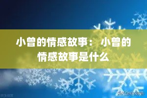 小曾的情感故事： 小曾的情感故事是什么