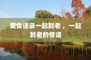 爱情语录一起到老 ，一起到老的情话
