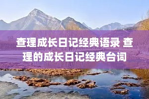 查理成长日记经典语录 查理的成长日记经典台词