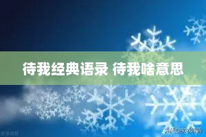 待我经典语录 待我啥意思