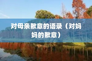 对母亲歉意的语录（对妈妈的歉意）