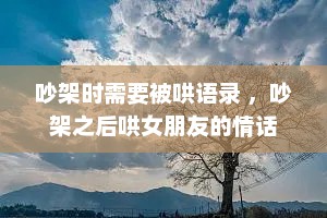 吵架时需要被哄语录 ，吵架之后哄女朋友的情话