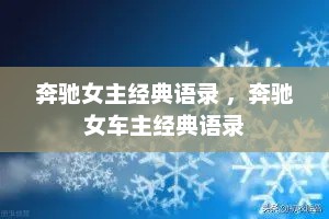 奔驰女主经典语录 ，奔驰女车主经典语录