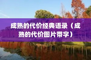 成熟的代价经典语录（成熟的代价图片带字）