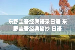 东野圭吾经典语录日语 东野圭吾经典摘抄 日语