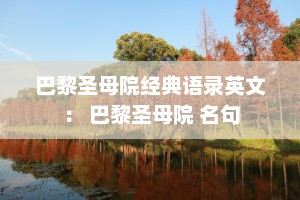 巴黎圣母院经典语录英文： 巴黎圣母院 名句