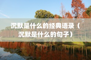 沉默是什么的经典语录（沉默是什么的句子）