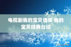 电视剧我的宝贝语录 我的宝贝经典台词